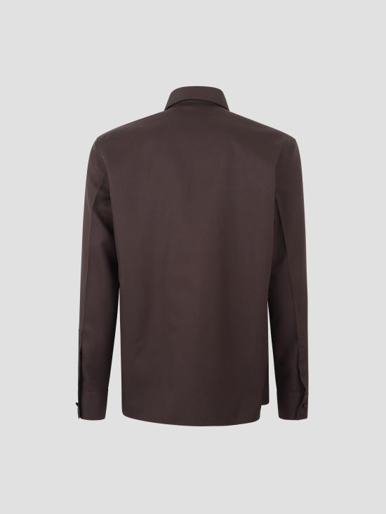 25FW 구찌 홀스빗 디테일 폴리에스터 트윌 긴팔 셔츠 841624ZAT43 2518 BROWN - GUCCI