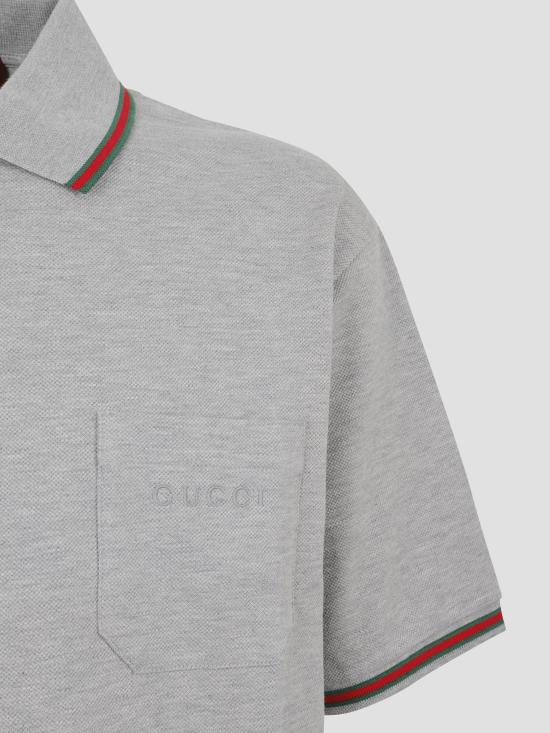 25FW 구찌 코튼 폴로 셔츠 795174XJHEE 1056 GREY - GUCCI