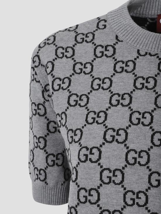 25FW 구찌 리버서블 GG 울 자카드 탑 798159XKD8T 1045 GREY - GUCCI