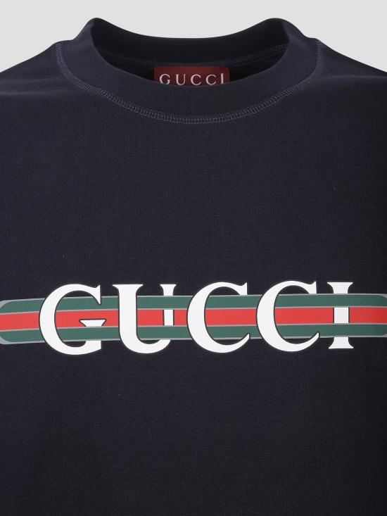 25FW 구찌 프린트 코튼 저지 티셔츠 784361XJGTE 4804 BLUE - GUCCI