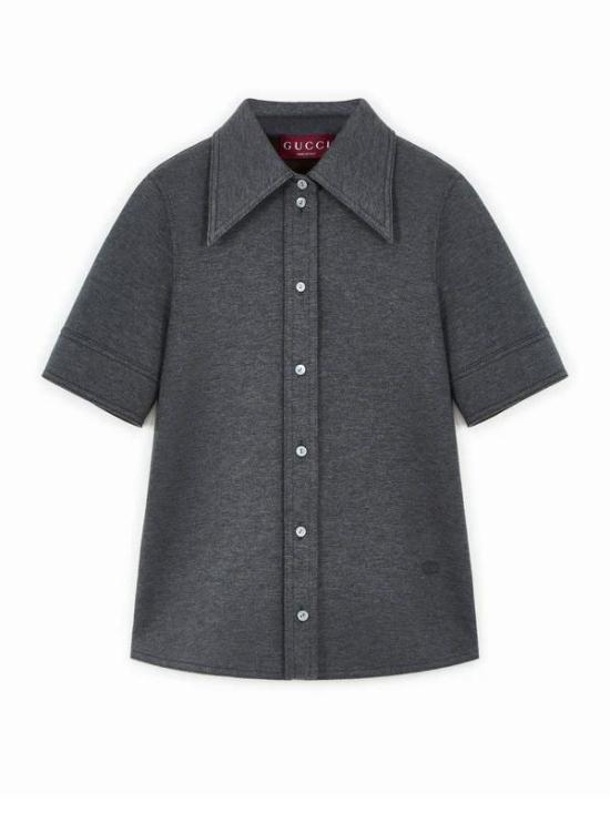 25FW 구찌 울 코튼 저지 셔츠 836442Z7AY9 1088 GREY