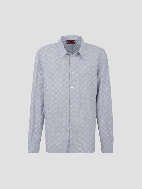 25FW 구찌 스트라이프 코튼 자카드 셔츠 835667Z7AQC 4421 BLUE