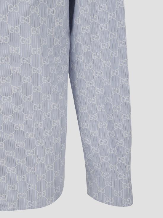 25FW 구찌 스트라이프 코튼 자카드 셔츠 835667Z7AQC 4421 BLUE - GUCCI