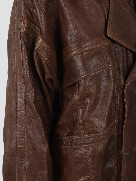 25FW 생로랑 가죽 자켓 843931YCSX2 2800 BROWN - SAINT LAURENT