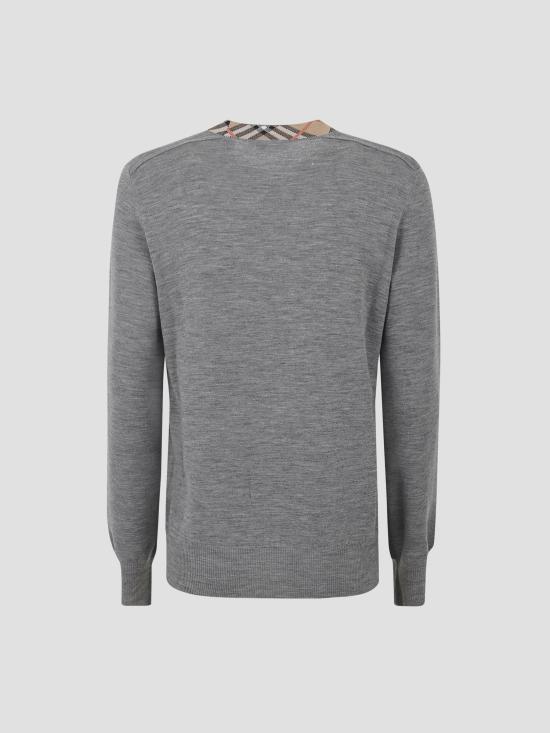 25FW 버버리 체크 크루넥 풀오버 스웨터  8112171 A1345 GREY - BURBERRY