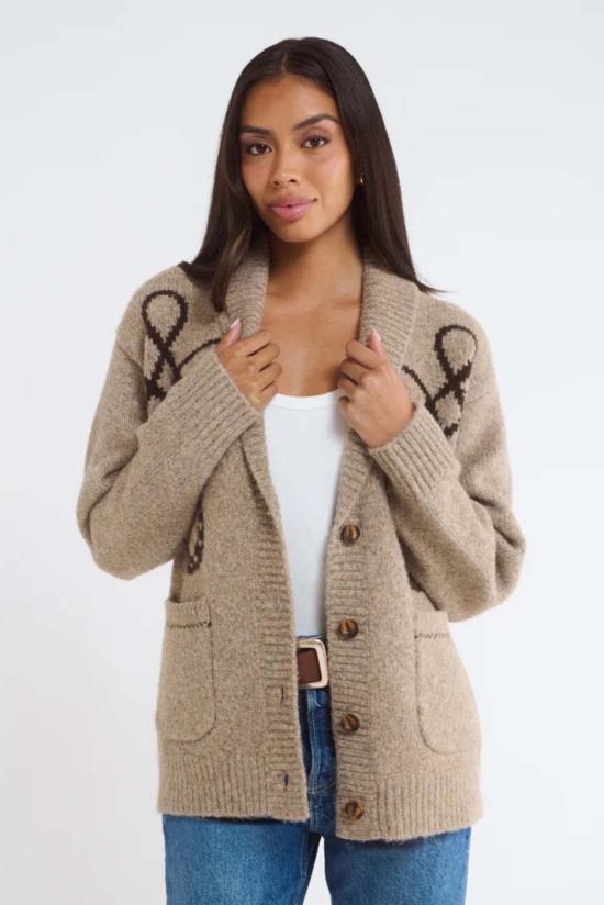  루머드 가디건 소문난 야생마 카디건 모카 헤더