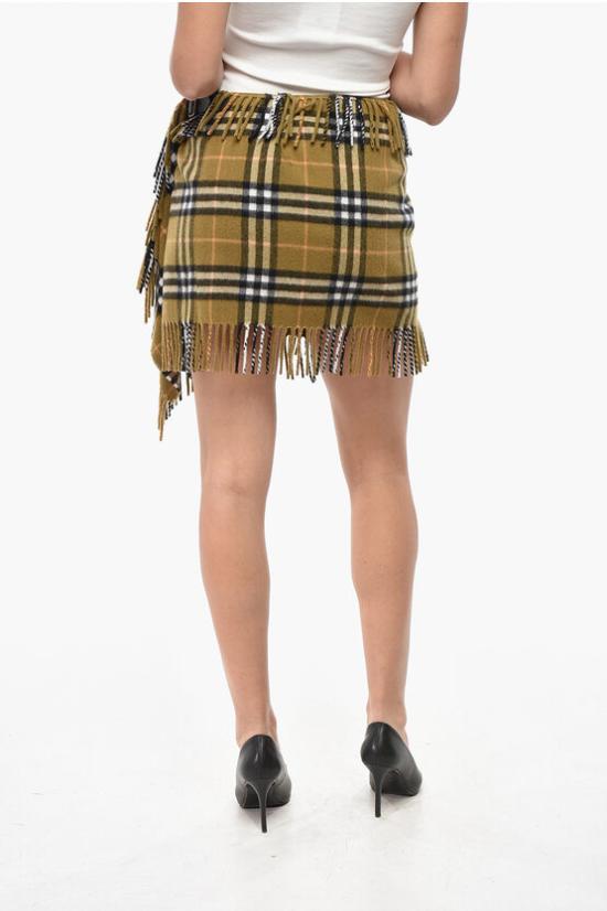  버버리 체크 울 캐시미어 스카프 스커트 8099716C1422 Military Green - BURBERRY