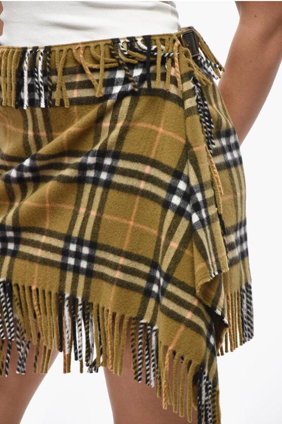  버버리 체크 울 캐시미어 스카프 스커트 8099716C1422 Military Green - BURBERRY