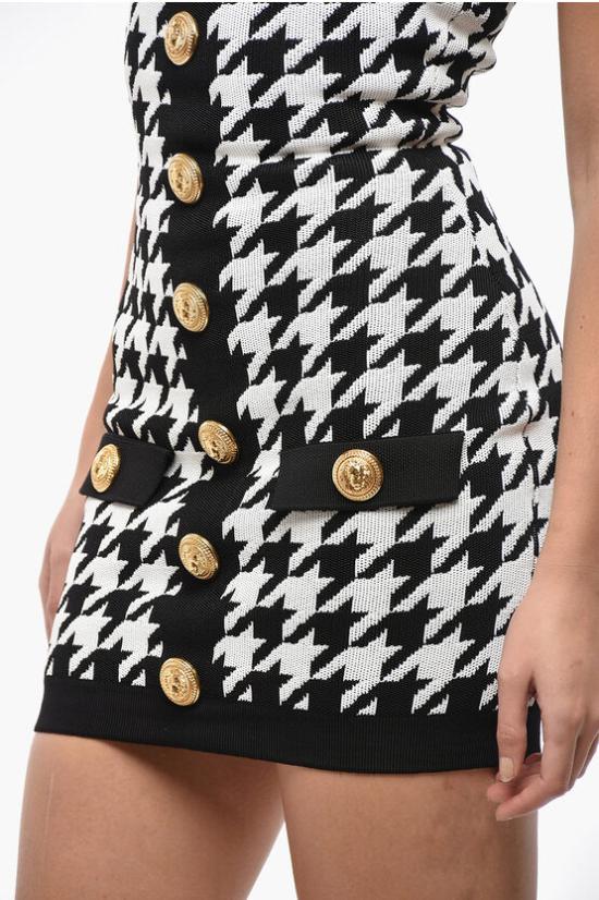  발망 숏 원피스 YF1R4036KC17EAB Black White - BALMAIN