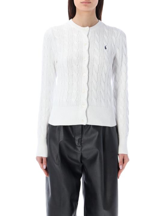 26SS 폴로 랄프로렌 폴로 자수 케이블 니트 가디건 211971868 007 Bianco