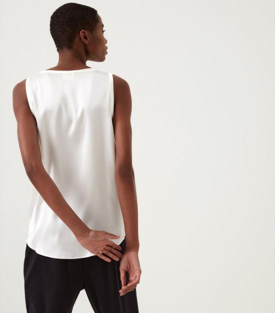 26SS 브루넬로 쿠치넬리 실크 탱크 탑 M0C59E0600 C600 White - BRUNELLO CUCINELLI