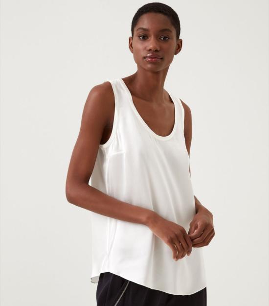 26SS 브루넬로 쿠치넬리 실크 탱크 탑 M0C59E0600 C600 White - BRUNELLO CUCINELLI