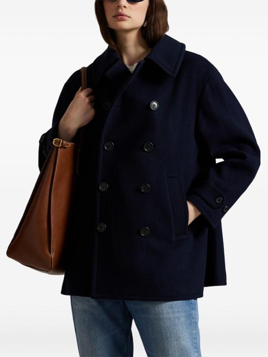 25FW 랄프 로렌 울 더블 브레스티드 피코트 211966536 001 Blue - RALPH LAUREN