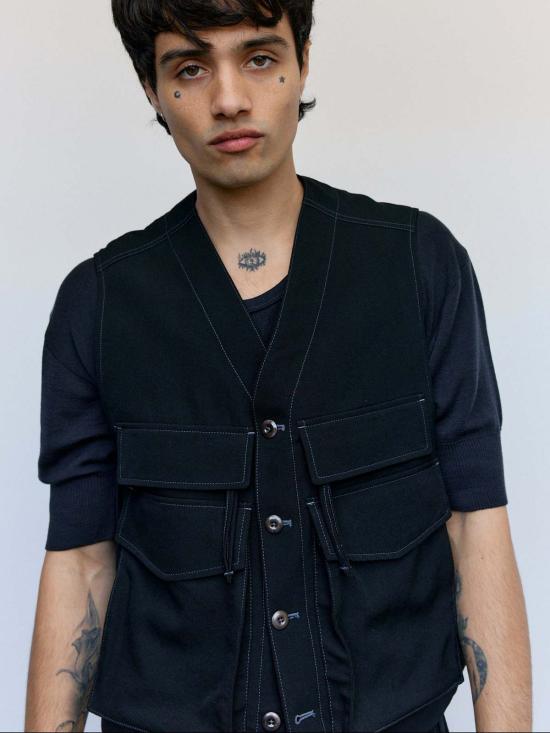  르메르 베스트 소프트 울 트윌 유틸리티 조끼 - LEMAIRE