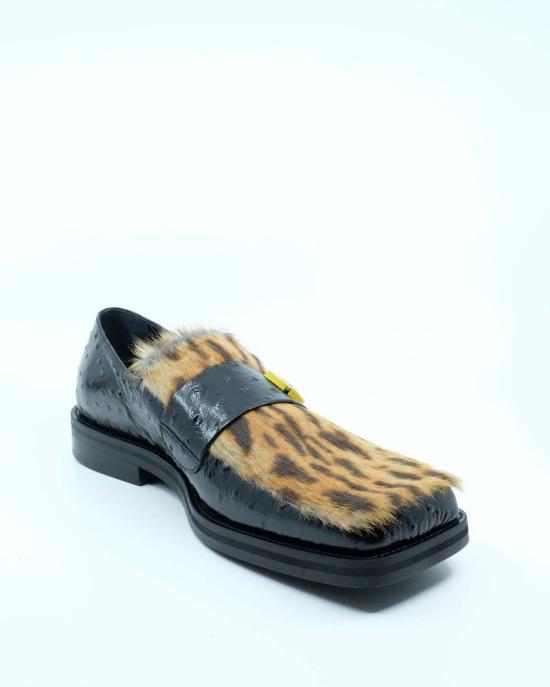  마틴로즈 로퍼 마틴 로즈 블랙 레더 샴페인 캡 스퀘어 토 - MARTINE ROSE