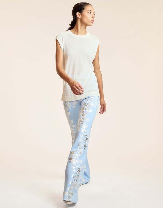  신시아 로리 스트레이트 팬츠 신시아 로울리 메탈릭 본디드 팬츠 블루실 - CYNTHIA ROWLEY