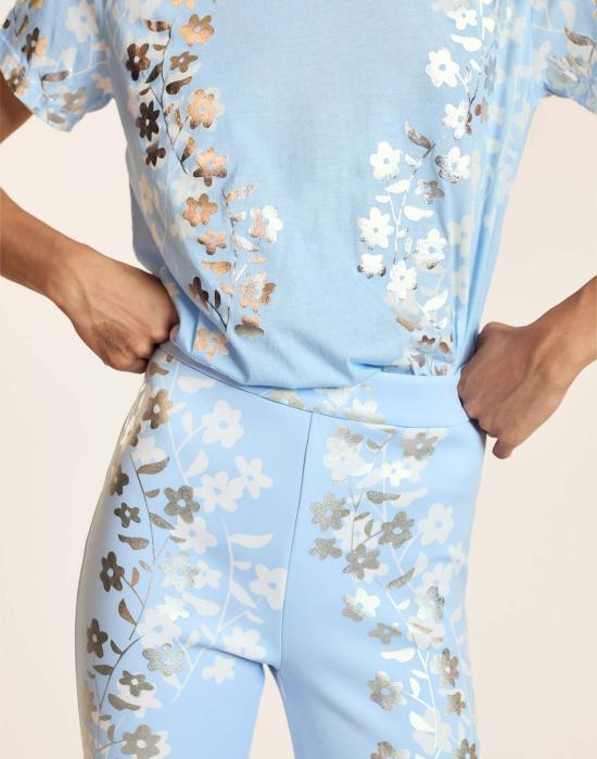  신시아 로리 스트레이트 팬츠 신시아 로울리 메탈릭 본디드 팬츠 블루실 - CYNTHIA ROWLEY