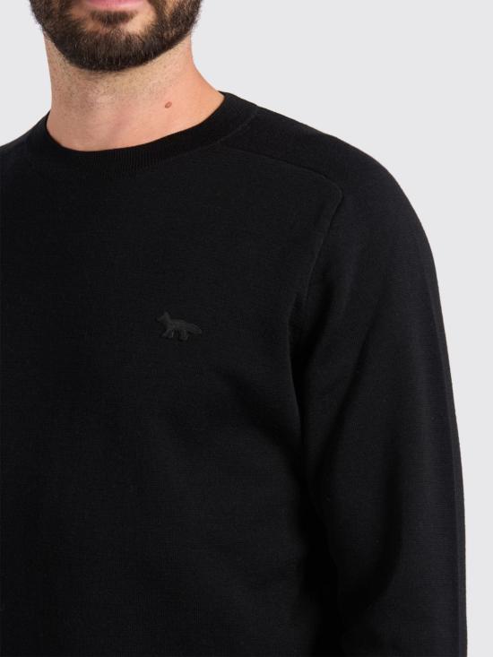 25FW 메종키츠네 테크니컬 메리노 울 스웨터 PM00813KT1168 P199 Black - MAISON KITSUNE