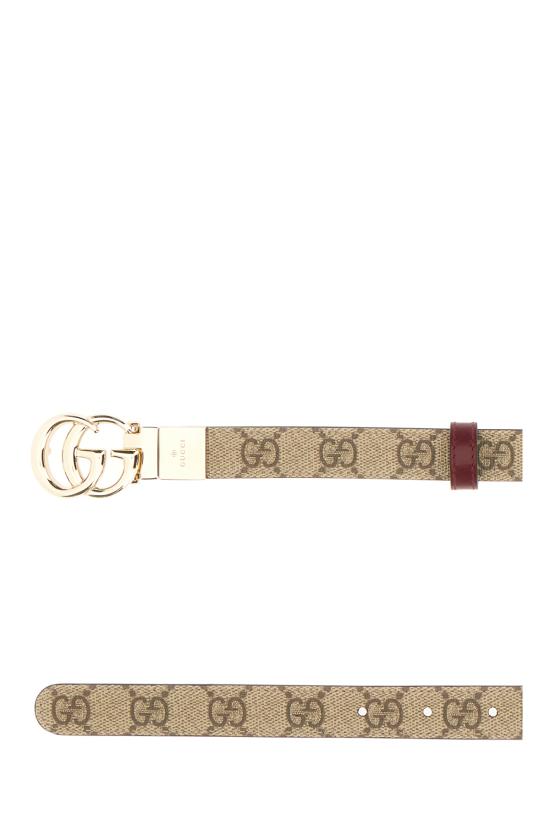 25FW 구찌 GG 마몽 리버시블 씬 벨트 65941892TIG 9792 ROSSO ANCORA GG BEIGE - GUCCI
