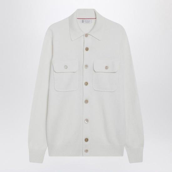 25FW 브루넬로 쿠치넬리 캐시미어 셔츠 스타일 카디건 M22703806WS CO312 WHITE
