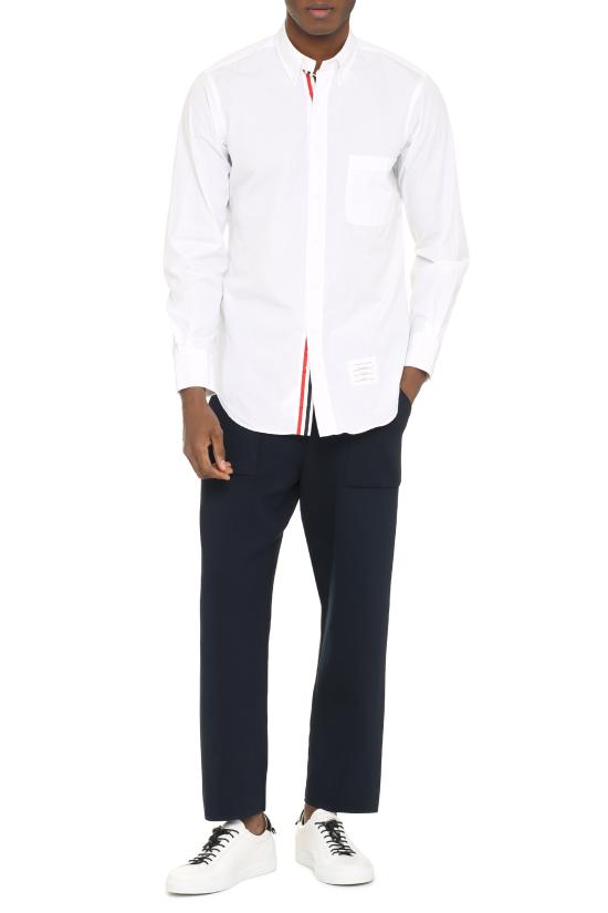 26SS 톰브라운 그로그랭 플래킷 솔리드 포플린 셔츠 MWL010E03113 100 WHITE - THOM BROWNE