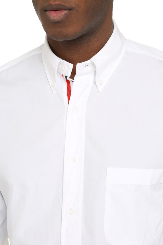 26SS 톰브라운 그로그랭 플래킷 솔리드 포플린 셔츠 MWL010E03113 100 WHITE - THOM BROWNE