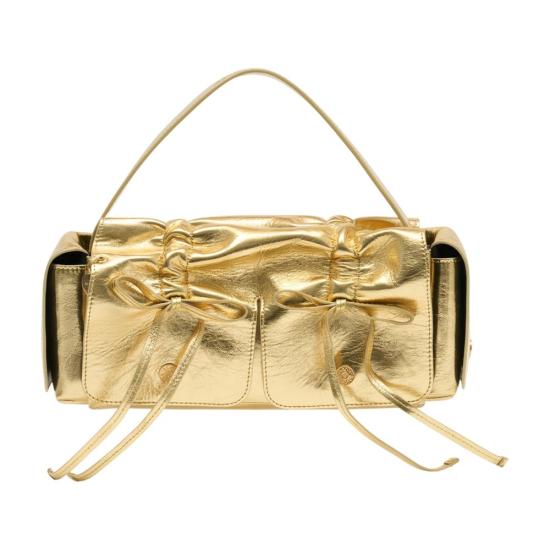 26SS 아크네 스튜디오 멀티포켓 메탈릭 레더 백 A10478 290 GOLD