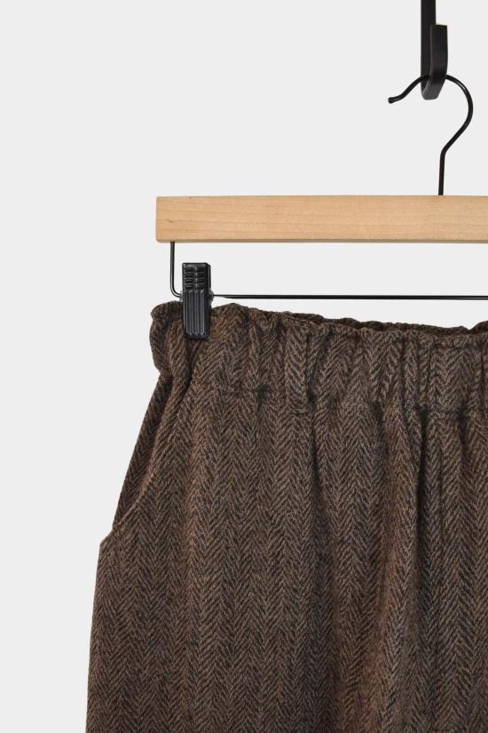  이치 앤티퀴트 크롭 팬츠 이치 앤티퀴츠 울 헤링본 팬츠 브라운 - ICHI ANTIQUITES