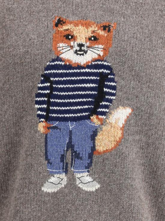 25FW 메종키츠네 드레스드 폭스 인타르시아 울 스웨터 PM00806KH0002 H170 GREY - MAISON KITSUNE