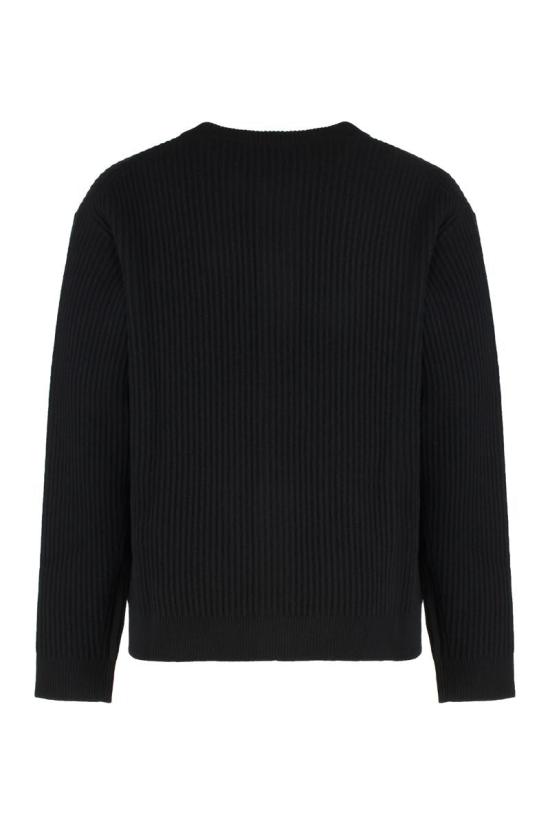 25FW 메종키츠네 폭스 헤드 울 립드 가디건 PM00508KT1149 P199 Black - MAISON KITSUNE