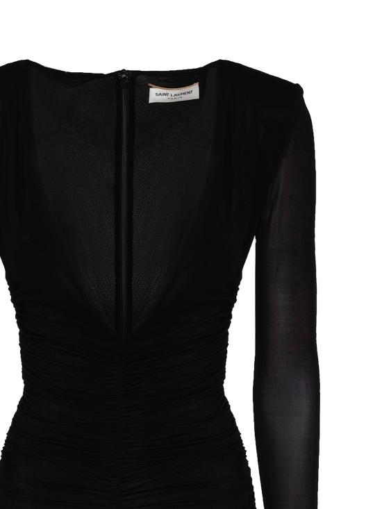  생로랑 미디 원피스 732870 Y5G891000 Black - SAINT LAURENT