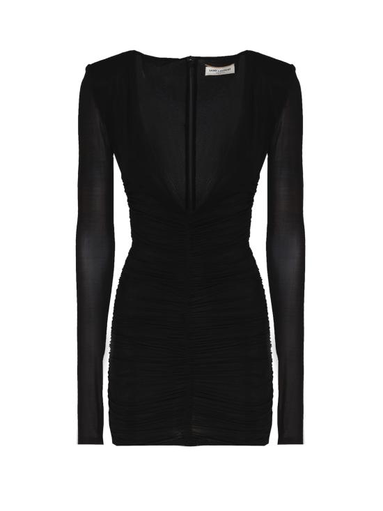  생로랑 미디 원피스 732870 Y5G891000 Black - SAINT LAURENT