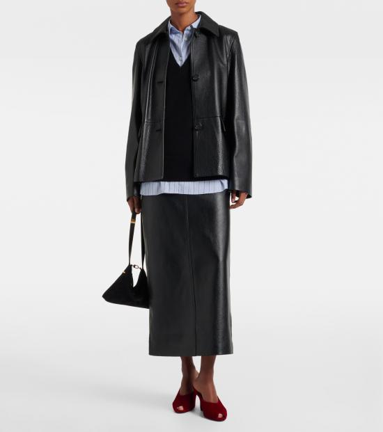 25FW 토템 가죽 자켓 254WRO0302LE0007001 BLACK DOM - TOTEME