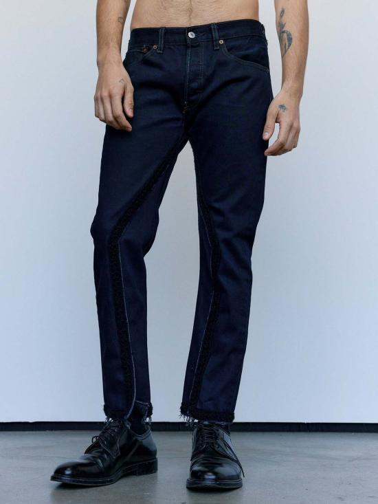  올드 파크 데님 팬츠 크로셰 슬릿 진