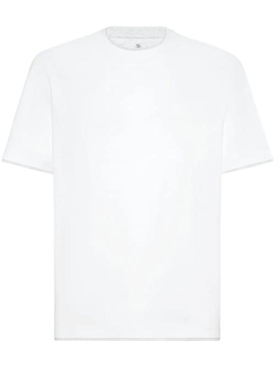 26SS 브루넬로 쿠치넬리 자수 로고 티셔츠 M0B137427CW787 WHITE