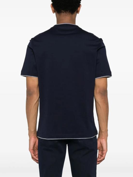 26SS 브루넬로 쿠치넬리 자수 로고 티셔츠 M0B137427CD325 BLUE - BRUNELLO CUCINELLI