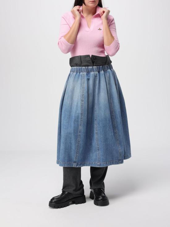 25FW 비비안웨스트우드 MARINA 마리나 오브 자수 폴로 스웨터 18030040Y001V G401 Pink - VIVIENNE WESTWOOD