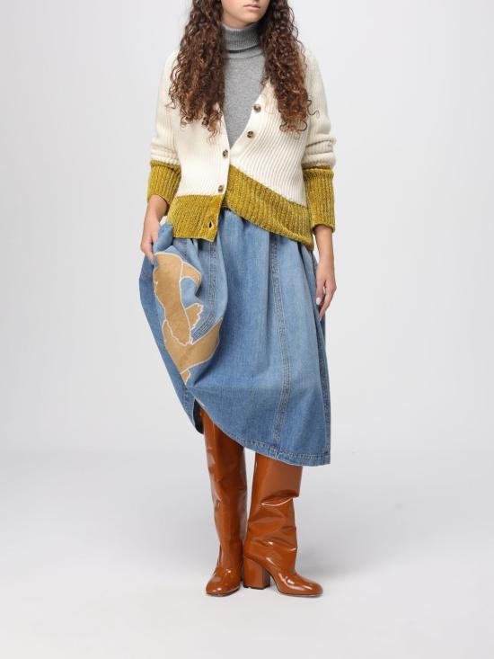 25FW 마르니 미디 스커트 GOJD0457QSUSCY4 400B96 Blue - MARNI