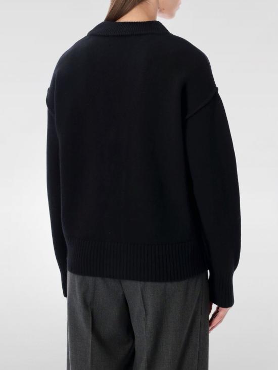 25FW 아미 하트 로고 인타르시아 V넥 가디건 UKC3670180 009 Black - AMI