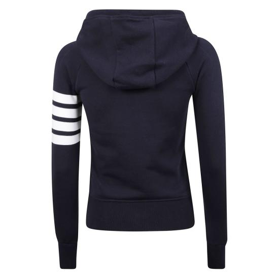 25FW 톰브라운 4바 루프백 저지 니트 엔지니어드 집업 후드 FJT001A 00535 Blue - THOM BROWNE