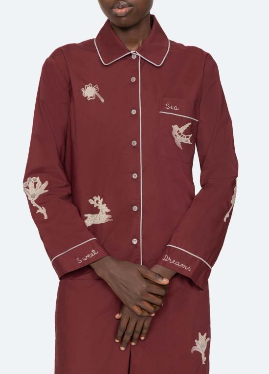  씨뉴욕 라운지 웨어 씨뉴 미카 파자마 세트 버건디 - SEA NY