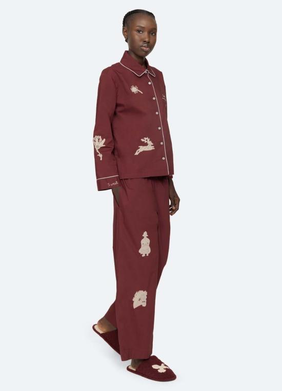  씨뉴욕 라운지 웨어 씨뉴 미카 파자마 세트 버건디 - SEA NY