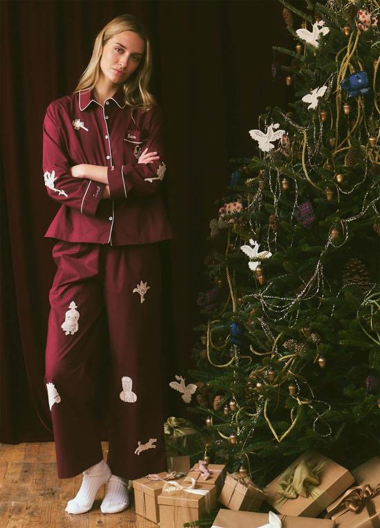  씨뉴욕 라운지 웨어 씨뉴 미카 파자마 세트 버건디 - SEA NY