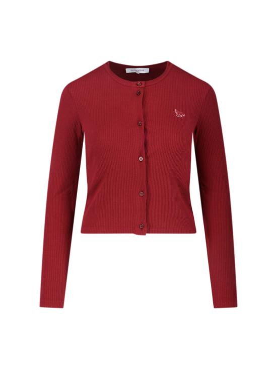 25FW 메종키츠네 베이비 폭스 립드 가디건 PW00512KJ01340143 MAHOGANY RED DOM