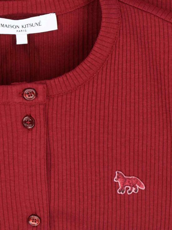 25FW 메종키츠네 베이비 폭스 립드 가디건 PW00512KJ01340143 MAHOGANY RED DOM - MAISON KITSUNE