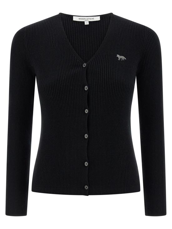 25FW 메종키츠네 베이비 폭스 파인 립 울 가디건 PW00513KT1155P199 BLACK DOM