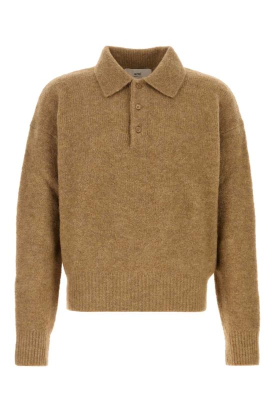 25FW 아미 알파카 아미 롱 슬리브 폴로 스웨터 HPL405KN0021280 CAMEL DOM