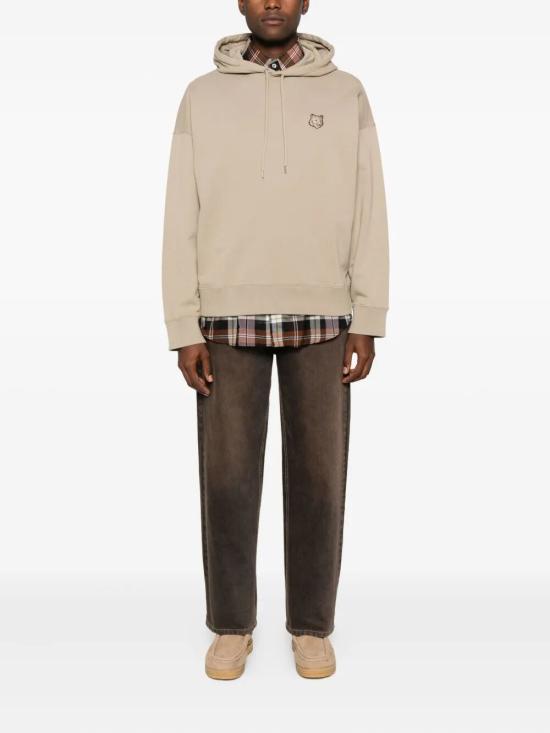 25FW 메종키츠네 폭스 헤드 오버사이즈 후드 티셔츠 PM00706KM03400302 CONCRETE BEIGE DOM - MAISON KITSUNE