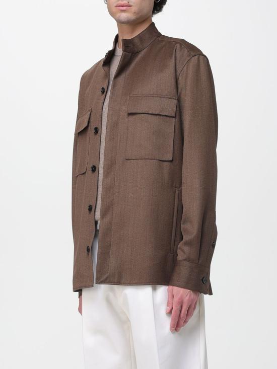 25FW 에르메네질도제냐 긴팔 셔츠 UGV49A2SOT49M06 BROWN DOM - ERMENEGILDO ZEGNA