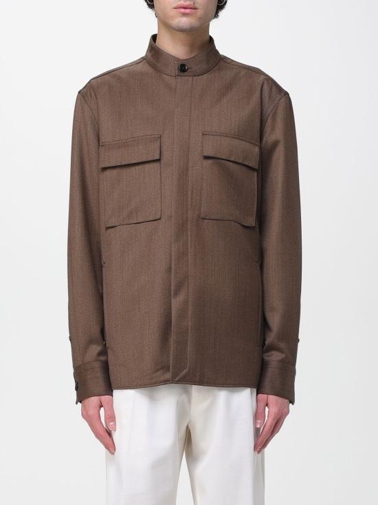 25FW 에르메네질도제냐 긴팔 셔츠 UGV49A2SOT49M06 BROWN DOM